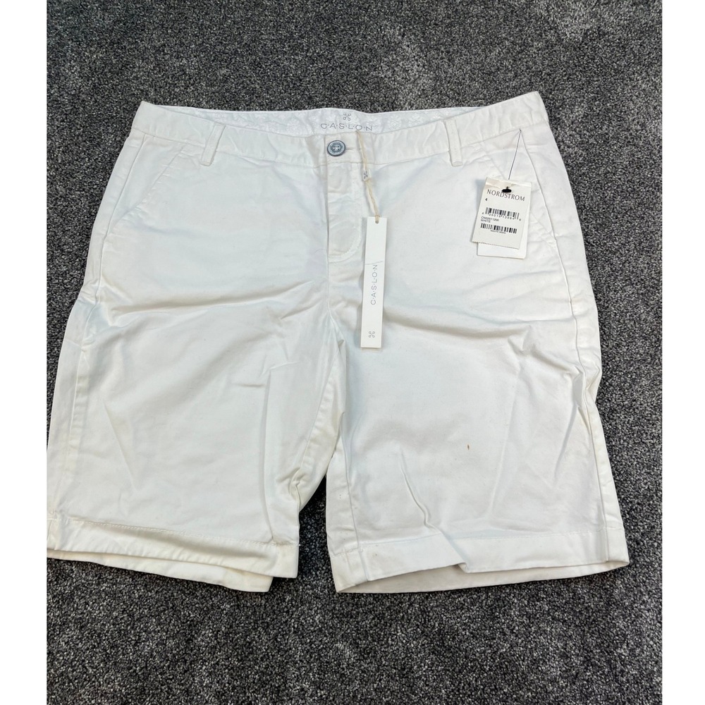 NWT Caslon Nordstrom White Mid Rise Chino Summer Shorts Women's Size 4